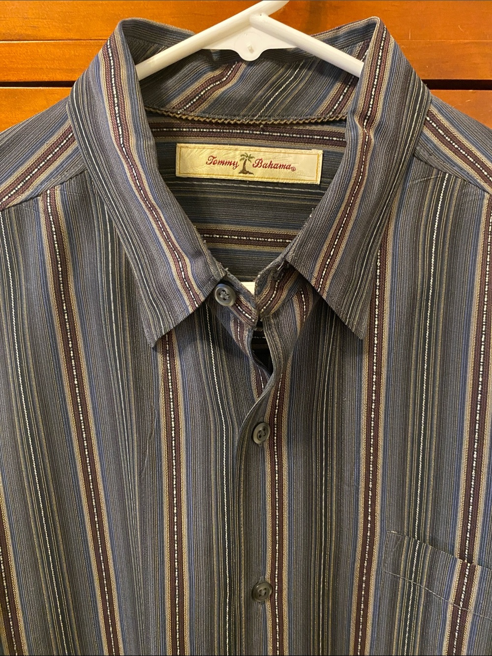 Tommy Bahama Men’s Silk Striped Dress Shirt, Size L